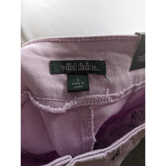 Wild Fable ALine‎ Jean Shorts Super High Rise Pleated Lavender Purple 6 Casual - Picture 7 of 9